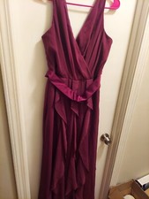Vera Wang Burgundy Formal Ruffle Wedding Wear Bridal Gown Size 12