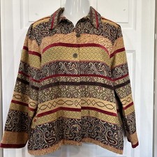 Alfred Dunner Tapestry Textured Colorful Jacket Blazer Women's 18 Petite