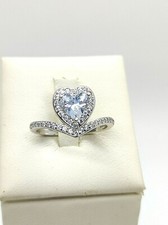 Anello donna solitario cuore in Argento 925 rodiato con zirconi bianco brillante