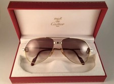 VINTAGE CARTIER SANTOS SCREWS 56MM SUNGLASSES FRANCE 18K HEAVY PLATED