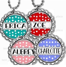 Personalized Your Name Bottle Cap Necklace 24" Chain Kids Bottle Cap Jewelry