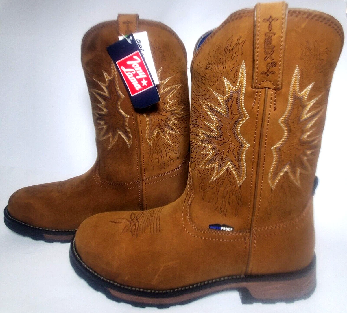 Tony Lama Men s Boom Saddle Cowhide Pull On Western Work Boots Size 13 EE Wide