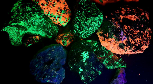 18lbs+ Wholesale Lot Franklin NJ Fluorescent Rocks UV Minerals Willemite Calcite