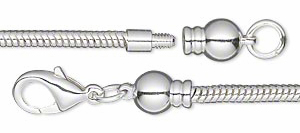 Silver Snake Add a Bead Chain Charm Bracelet Fits European Beads