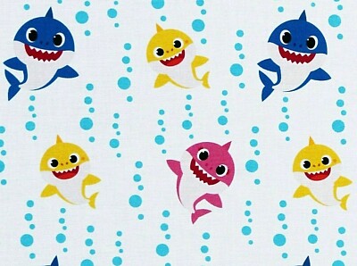 FAT QUARTER BABY SHARK FAMILY BUBBLE BLAST  SPRINGS CREATIVE 100% COTTON FABRIC