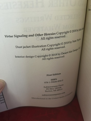 MASSIVE Virtue Signaling Other Heresies John Scalzi 1ST SIGNED/LIMIT  #816/1000 - Picture 10 of 15