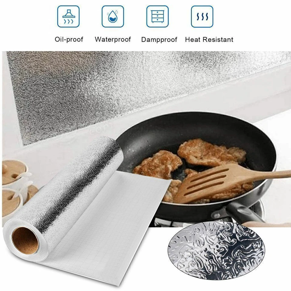 Waterproof Kitchen Oil-Proof Sticker Self-Adhesive Aluminum Foil Wall Stickers - Image 3 of 4