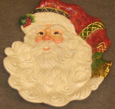 Fitz & Floyd Jolly Ole St. Nick Canape / Cookie Plate