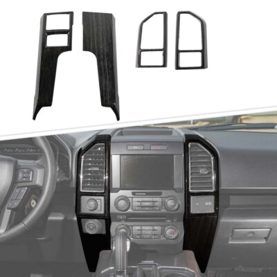 4pcs Central Console Trims Air Conditioner Vent Cover for F150 15-20 Wood Grain