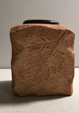 Fall Theme 2” Candle Holder Decorative Leaves Signed Beige