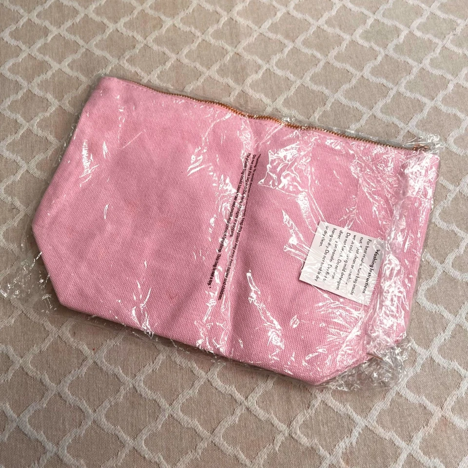 Bolsa de Maquillaje de Lona Rosa Estuche con Cremallera Lo siento No Soltera No Ser Borla Nuevo en Paquete Foto 4 de 4