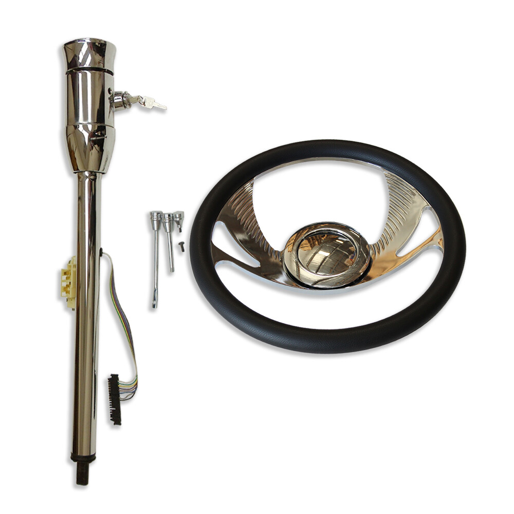 Sell 14" Billet Chrome Hawk Wing Steering Wheel+ 32'' Auto Column w/Key