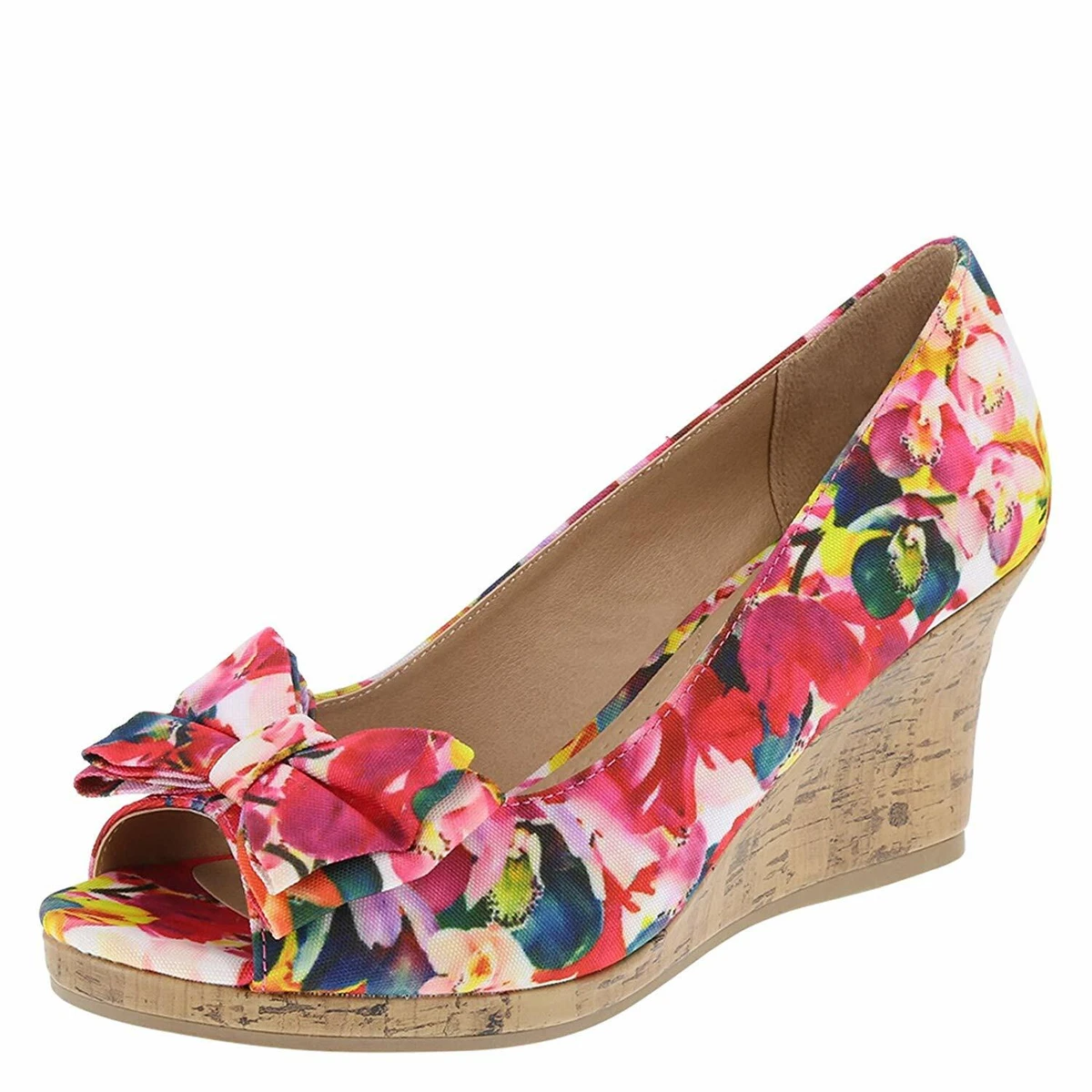 Floral wedges closed clearance toe