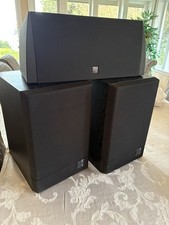 3 Piece KEF Speakers: 2 Black Oak Bookshelf M...
