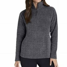 Eddie Bauer Women  s Size Small Fleece Quarter Zip Sweatshirt Charcoal Gray Long