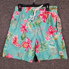 NWT Spicy Tuna Men's Swim Trunks Size Small Floral Print With Mesh Lining
