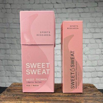Sports Research Sweet Sweat Matte Pink Waist Trimmer (Medium) + Watermelon Gel