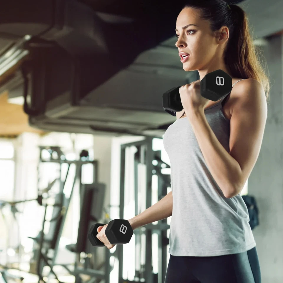 Juego de mancuernas de neopreno CAP Barbell 32 lb con estante, negro Foto 3 de 3