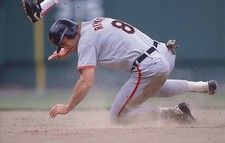 Baltimore Orioles Cal Ripken Jr in action slide into second base v- Old Photo