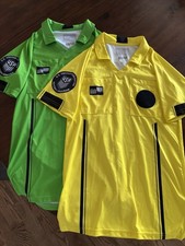 Official USA Soccer Federation Referee Shirts XS yellow and green, set of 2