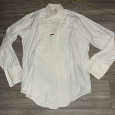 Brooks Brothers Makers Vintage Tuxedo Shirt Mens 15-33 White Pleated Buttonless