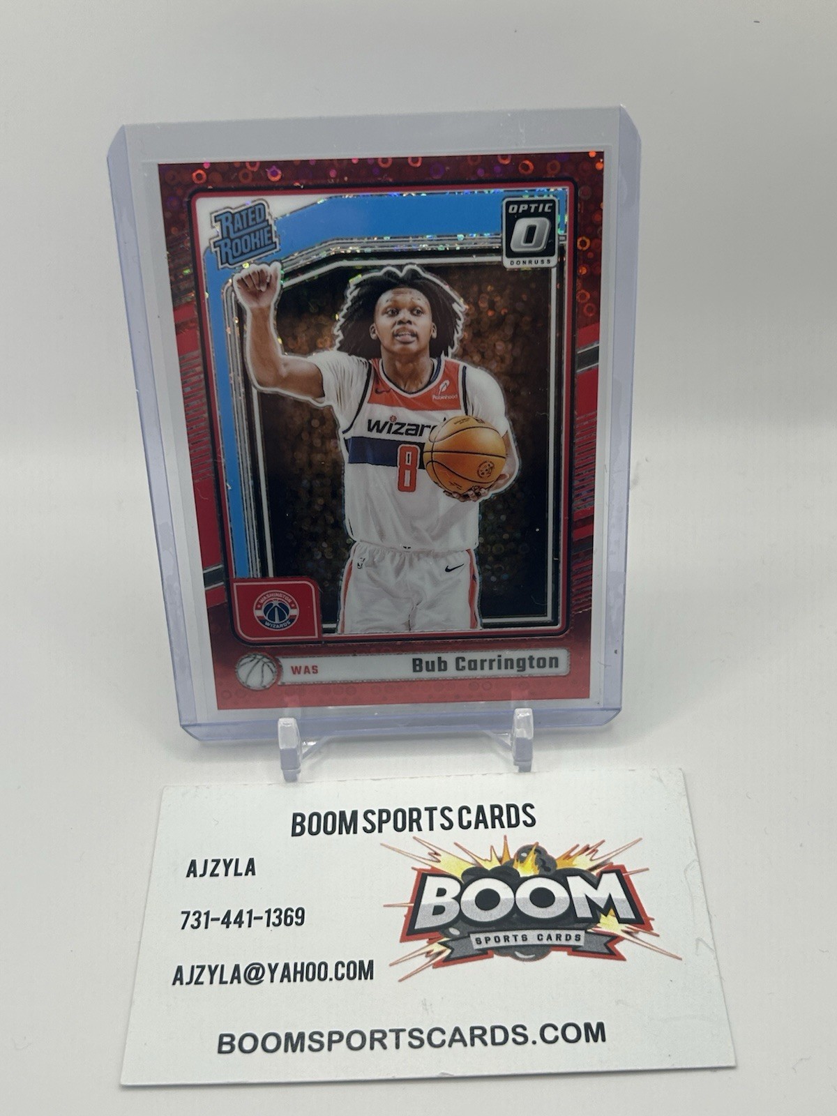 Bub Carrington 2024-25 Panini Donruss Optic 13/75 Rated Rookie Red Disco RC #273