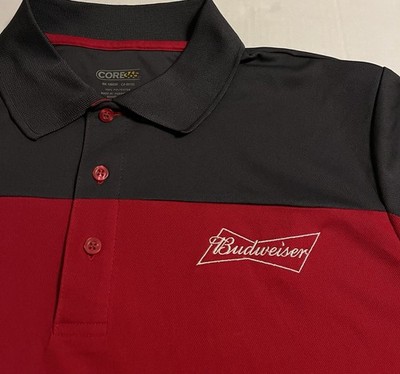 NEW Budweiser Anheuser Busch Embroidered Beer Polo Shirt LARGE Bud Employee Work