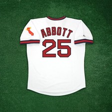 Jim Abbott 1973 California Angels Cooperstown Men's Home White Jersey w/ Patch