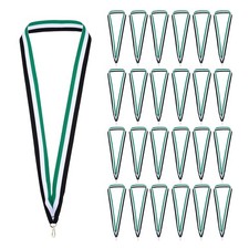 50 Pcs Award Neck Ribbons with Snap Clip Medal Lanyards, Black/Green