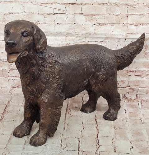 JUNGE RETRIEVER HUND BRONZE SKULPTUR SEHR GROSS HEISSGUSS HINTERHOF FIGUR VERKAUF - Bild 3 von 10