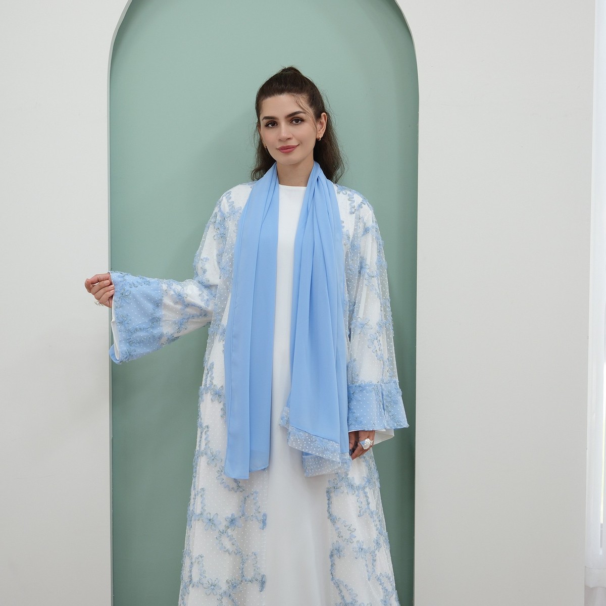 maxi dress and scarf set Lucy Polka Dot Maxi Dress 2-Piece Set (Dress+Scarf)