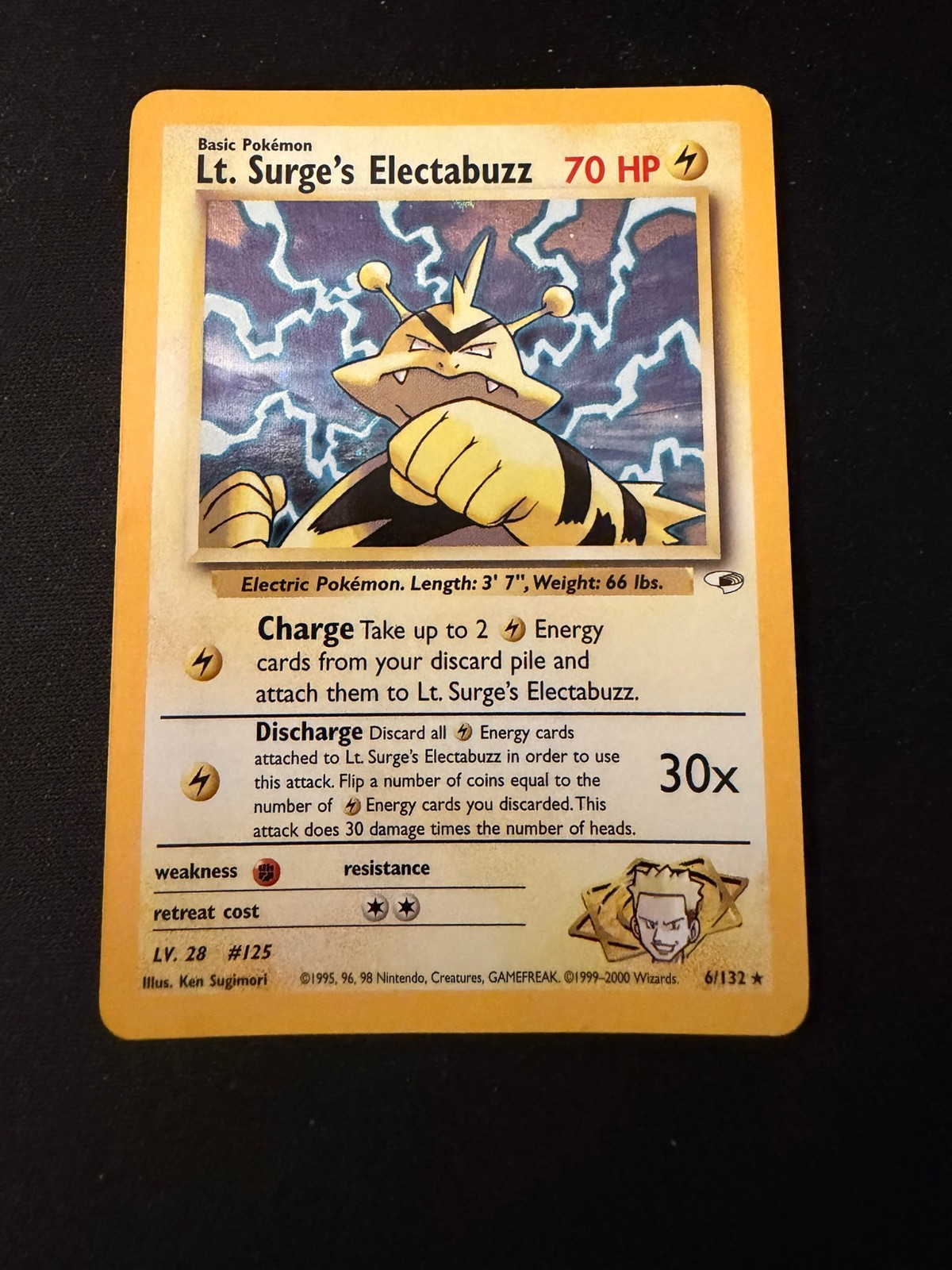 Lt. Surge's Electabuzz Gym Heroes 6/132 HOLO RARE Pokémon TCG MP
