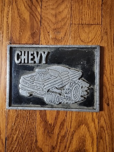 Vintage Original Cast Aluminum Plaque Chevy Car Club Drag Racing 7in X 5in