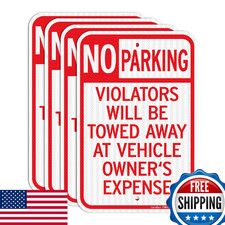 GicnKeuz Large No Parking Signs 18x12 Inches Reflective Aluminum 4-Pack Indoor O