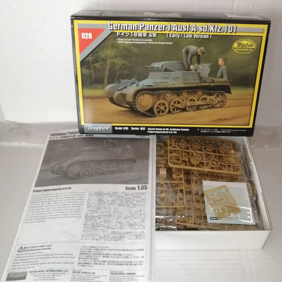 TRISTAR 1/48 CARROARMATO GERMAN PANZER I ausf A sd.Kfz.101 KIT MONTAGGIO NO.028 - Immagine 2 di 2