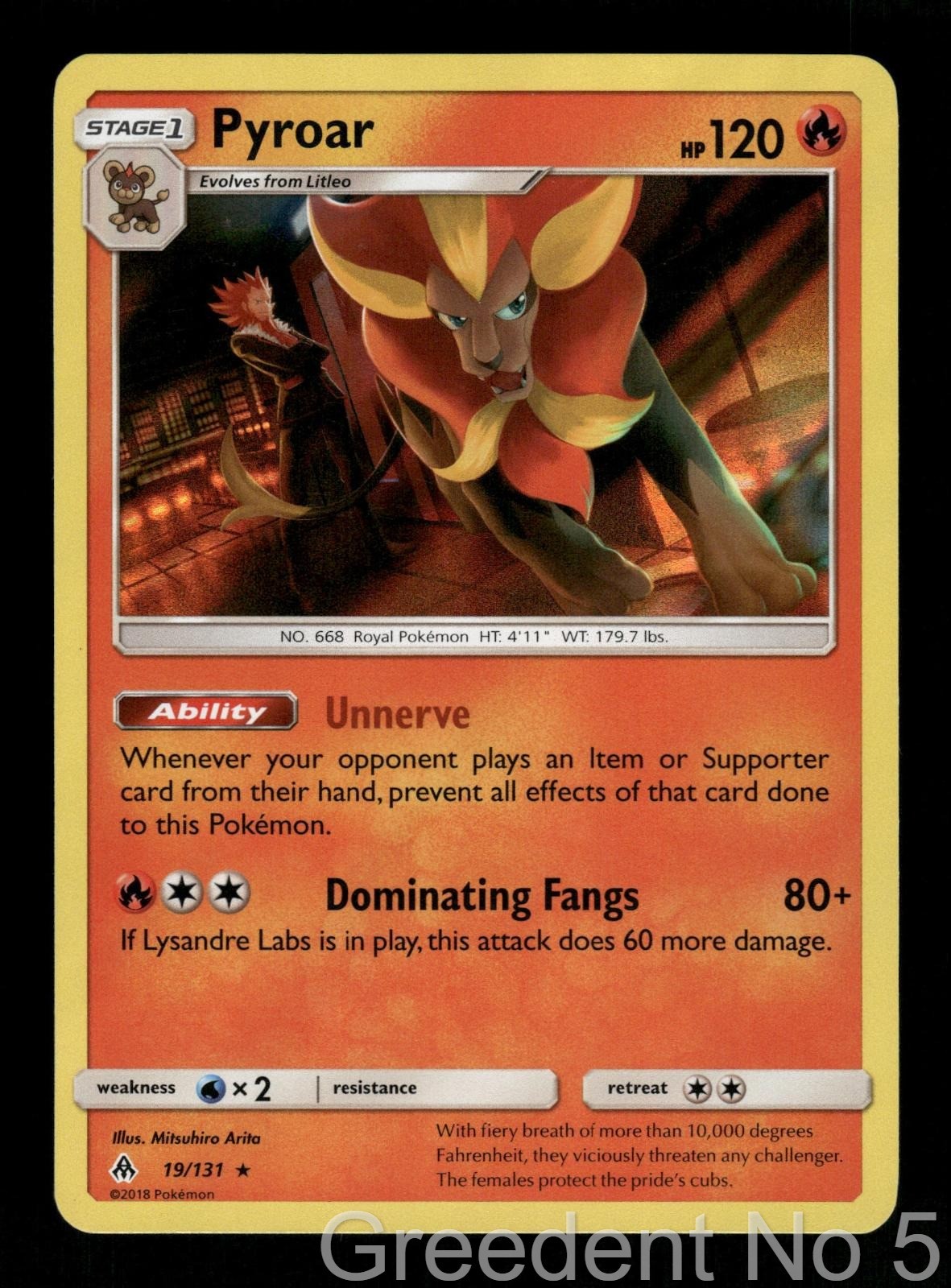 Pyroar 19/131 Holo Rare Forbidden Light Pokemon Holo Lightly Played