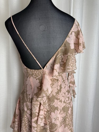 Mr K Champagne & Dusty Pink Chiffon Fully Lined Cocktail Formal Dress Size 10 - Picture 10 of 21