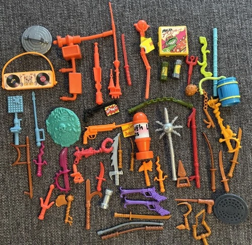 Vintage TMNT Mutant Ninja Turtles Accessories Toy Weapons Parts 50 + pc. Lot