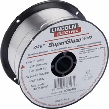 Lincoln Electric ED030308 SuperGlaze Wire 035 in Aluminum MIG Welding NEW
