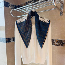 70 Cashmere 30 Silk Wrap Scarf Blue cashew Print Double Face Print Shawl 25''