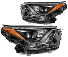 Headlights Assembly For 2016 2017-2018 Toyota RAV4 w/LED DRL Black Housing Pair