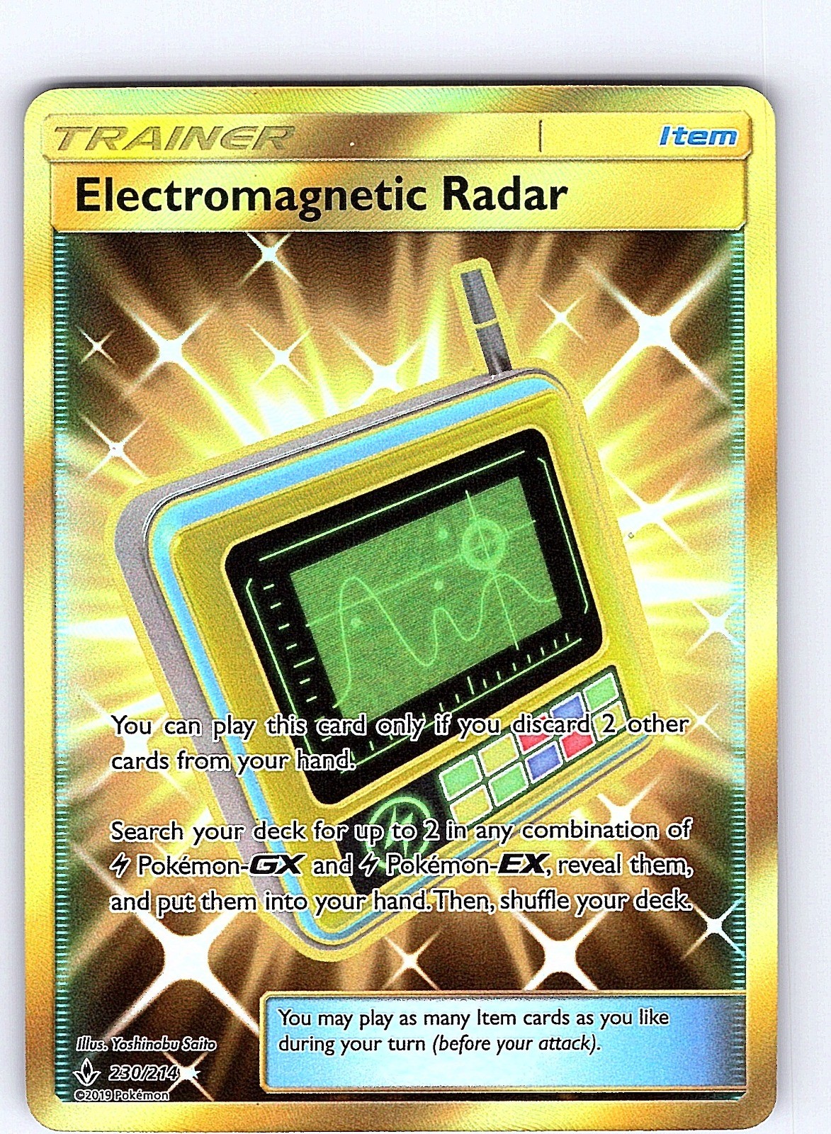 Electromagnetic Radar (Secret) Holo Secret Rare SM - Unbroken Bonds 230/214 NM