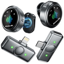 FGRLJFGLK Magnetic Wireless Microphone for iPhone: lavalier BLACK