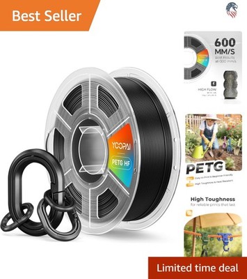 Compatible with 3D Printer PETG Filament Black 1.75mm 1kg High Flow Toughness