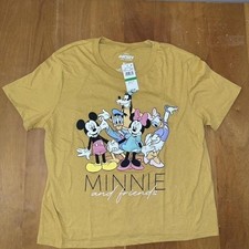 Camiseta Disney Mickey and Friends Minnie Mouse Amarillo Mostaza Gráfico Pequeña Nueva Con Etiquetas
