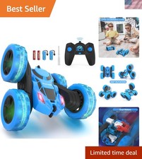 Exciting Blue LED RC Stunt Car - 4WD Toy for Kids Ages 6-12, Rechargeable Fun