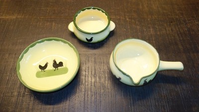 Zeller Keramik Hahn und Henne, Suppentasse, Sauciere, Schale, sehr guter gebrauc