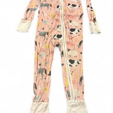 Little Sleepies Pink Farm Animal Bamboo Zippy Pajamas 2T