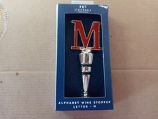 Storehouse "M" Alphabet 4" Wine Stopper Silver Color 4 Inches Tall New in Box