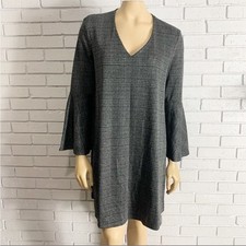 Mango Women's Gray V Neck Check Dress